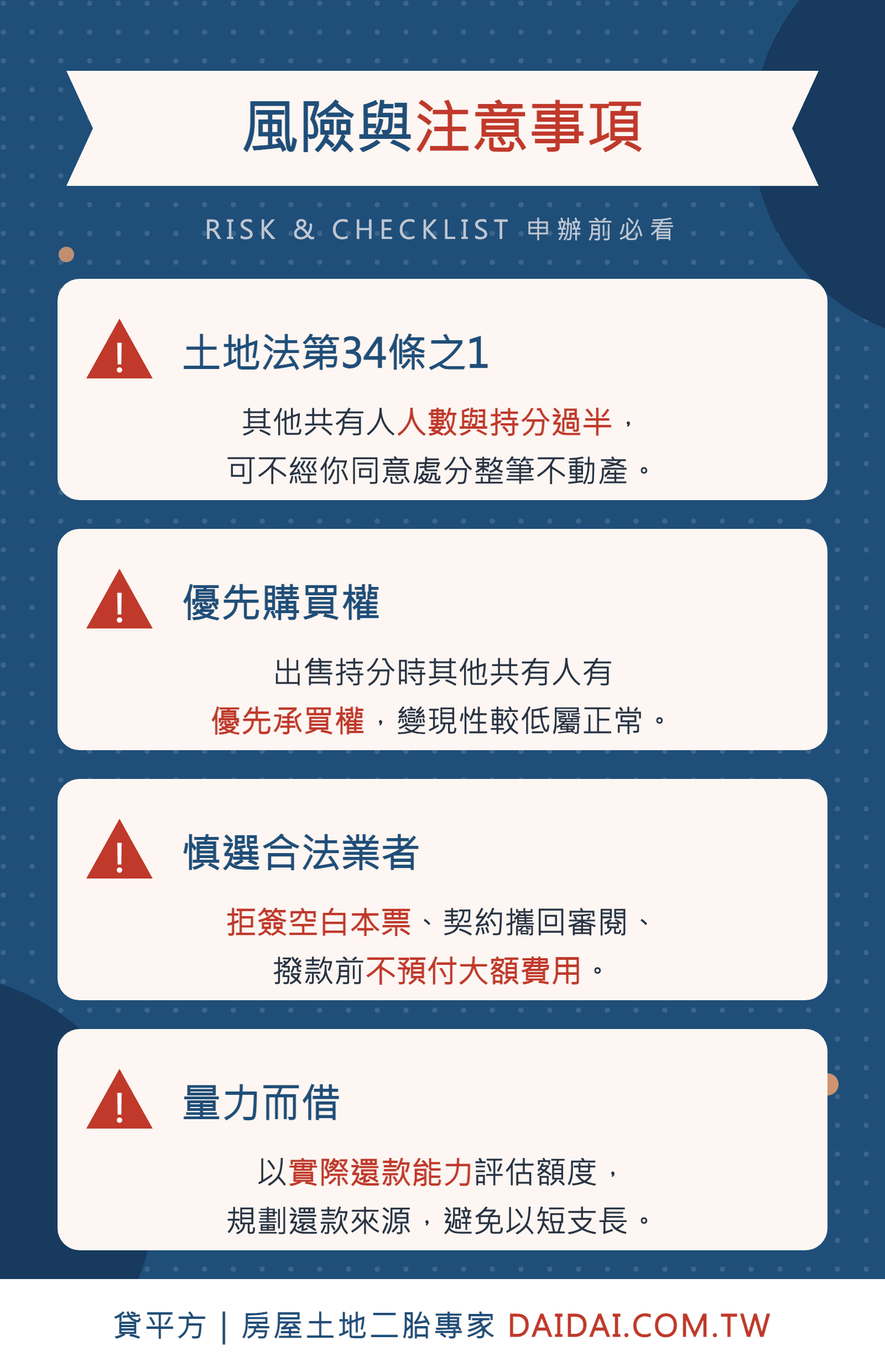 持分貸款風險與注意事項清單